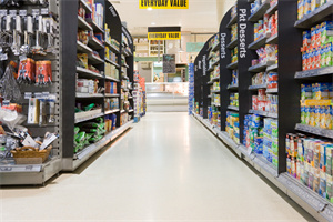 supermarket shelves